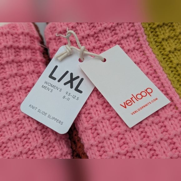 NWT VERLOO Knit Slide Slipper Sz W 9.5-12.5 / M 11 Golden Olive/Pink Colorblock - Picture 6 of 17